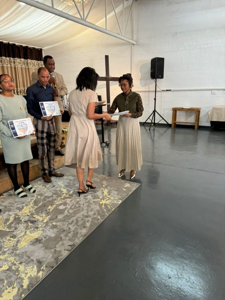 Gospel Mission Church, Namibia - Presentation of Certificate of Completion