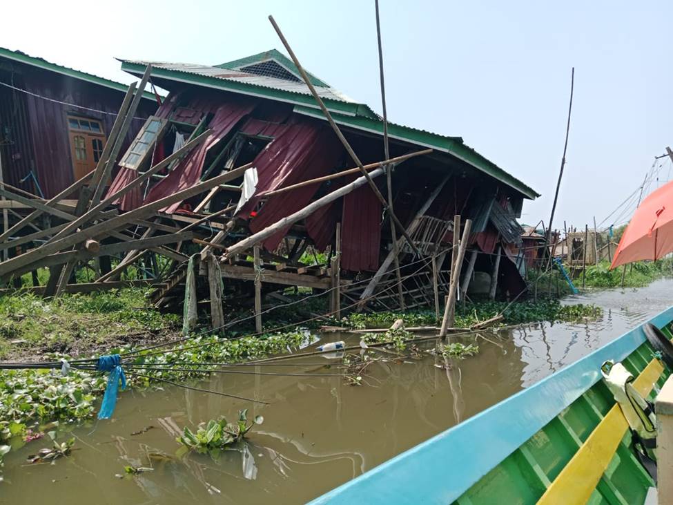 House damaged by the disaster