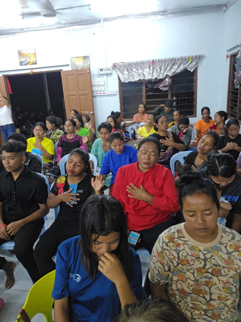 Congregation was deeply engaged in prayer
