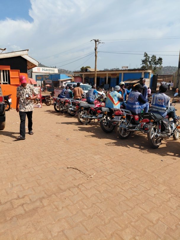 Bikers parked together